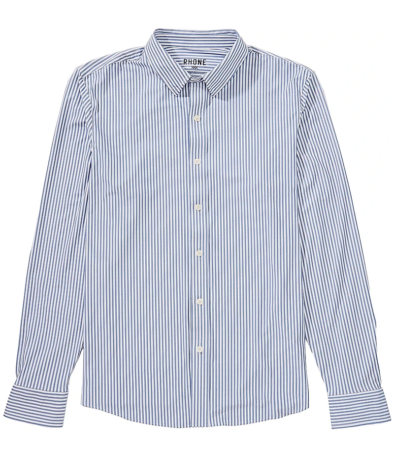 RHONE Slim-Fit Performance Stretch Commuter Stripe Long Sleeve Woven Shirt