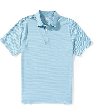 RHONE Stripe Drive Time Short Sleeve Polo Shirt