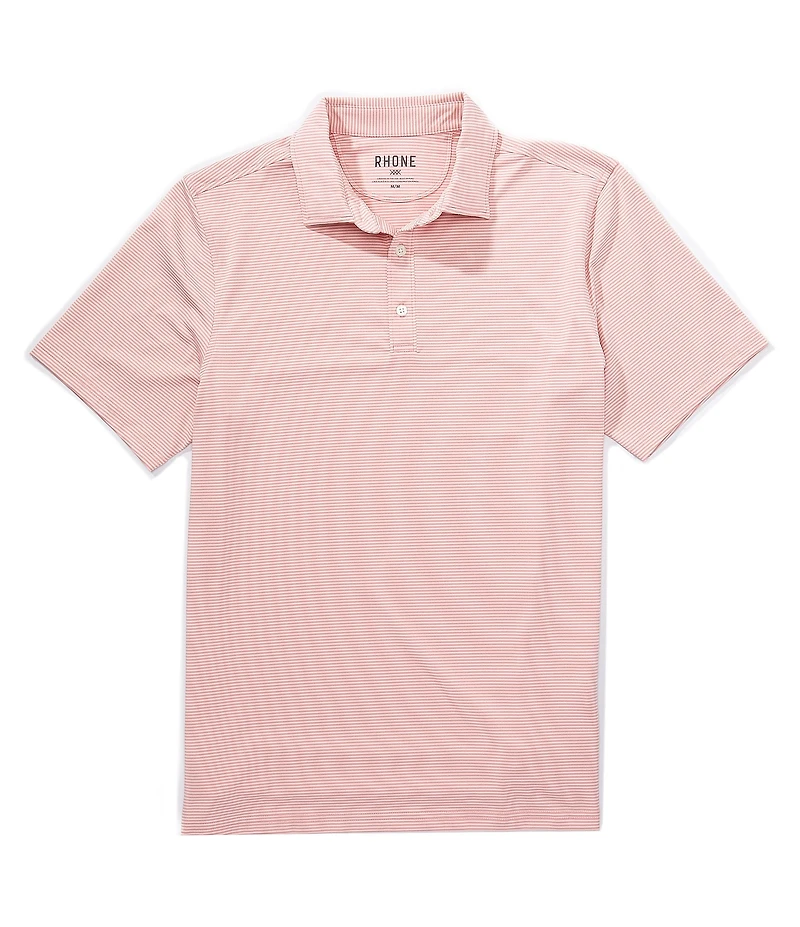 RHONE Stripe Drive Time Short Sleeve Polo Shirt