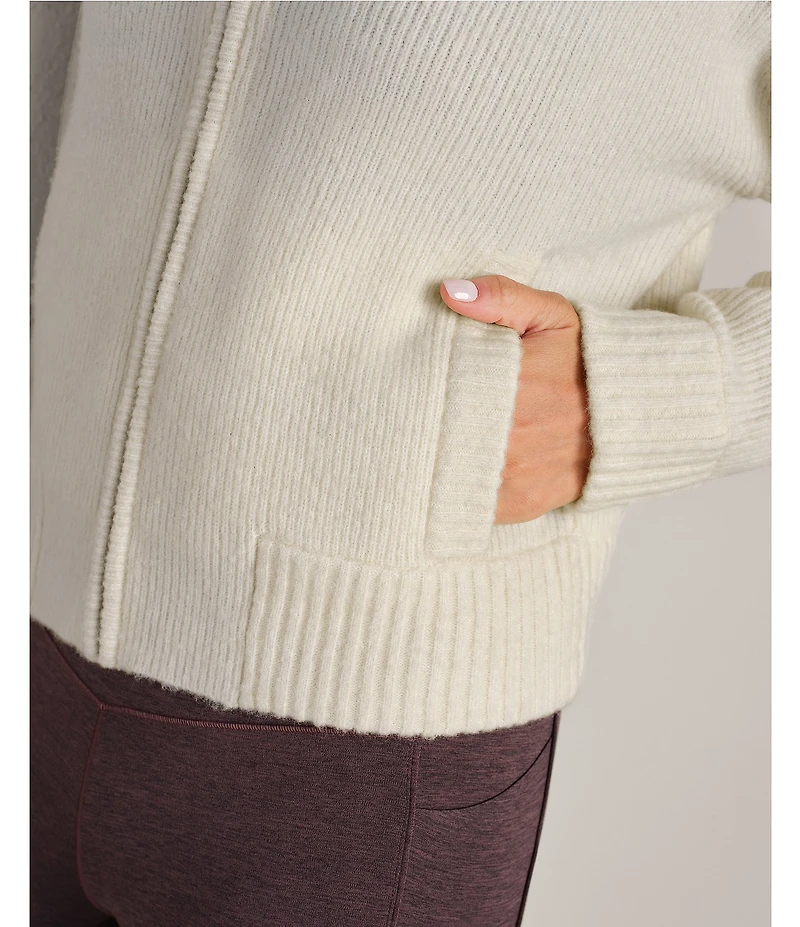 RHONE Westside Mock Neck Long Sleeve Full Zip Wool Blend Cardigan Sweater