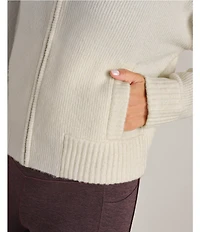 RHONE Westside Mock Neck Long Sleeve Full Zip Wool Blend Cardigan Sweater