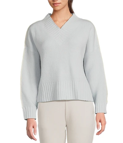 RHONE Westside Wool Blend V-Neck Long Sleeve Sweater