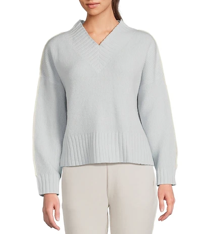 RHONE Westside Wool Blend V-Neck Long Sleeve Sweater