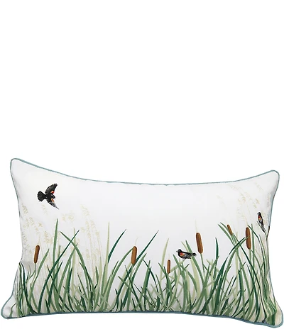Rightside Design Cattails and Red Winged Blackbird Indoor/Outdoor Throw Pillow