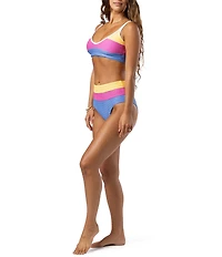 Rip Curl Block Party Spliced High Waist Back Ruched Hipster Swim Bottom