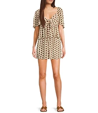 Rip Curl Cala Nights Coordinating Short Sleeve Yardage-Print Woven Top