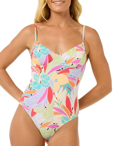 Rip Curl Cala Vadella V-Neck Underwire D-DDBra Size Tank One Piece Swimsuit