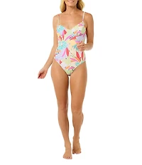 Rip Curl Cala Vadella V-Neck Underwire D-DDBra Size Tank One Piece Swimsuit