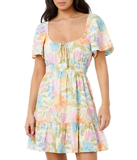 Rip Curl Catalina Island Floral Printed Short Sleeve Mini Dress
