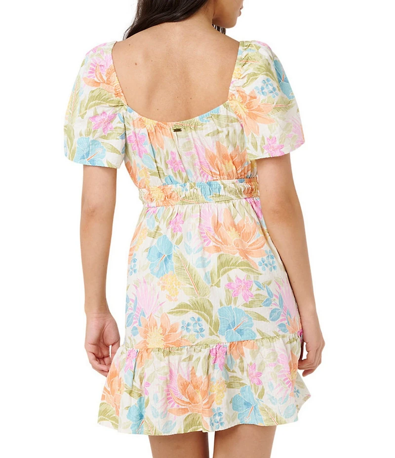 Rip Curl Catalina Island Floral Printed Short Sleeve Mini Dress