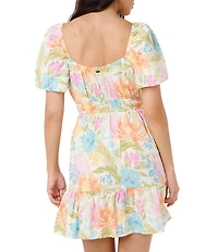 Rip Curl Catalina Island Floral Printed Short Sleeve Mini Dress