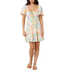 Rip Curl Catalina Island Floral Printed Short Sleeve Mini Dress