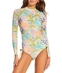 Rip Curl Cataline Island Floral High Neck UPF+50 Surf Suit One Piece Swimsuit