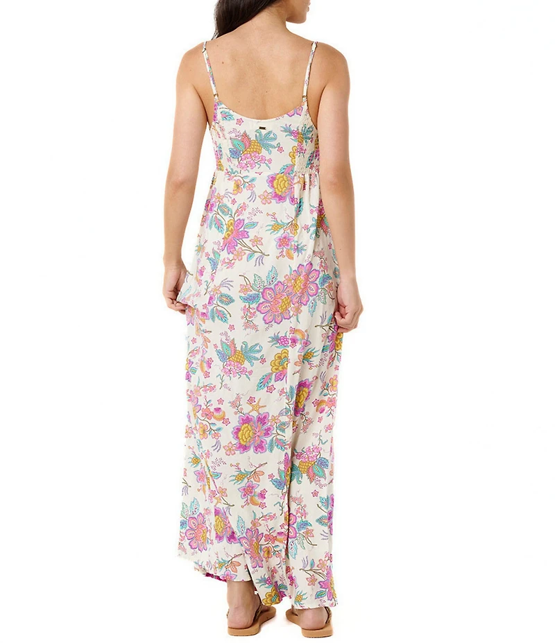 Rip Curl Half Moon Bay Floral Printed Sleeveless Shirred Side Dress