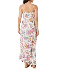 Rip Curl Half Moon Bay Floral Printed Sleeveless Shirred Side Dress