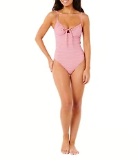 Rip Curl Isles Plaid Scoop Neck Underwire Bra One Piece Swimsuit