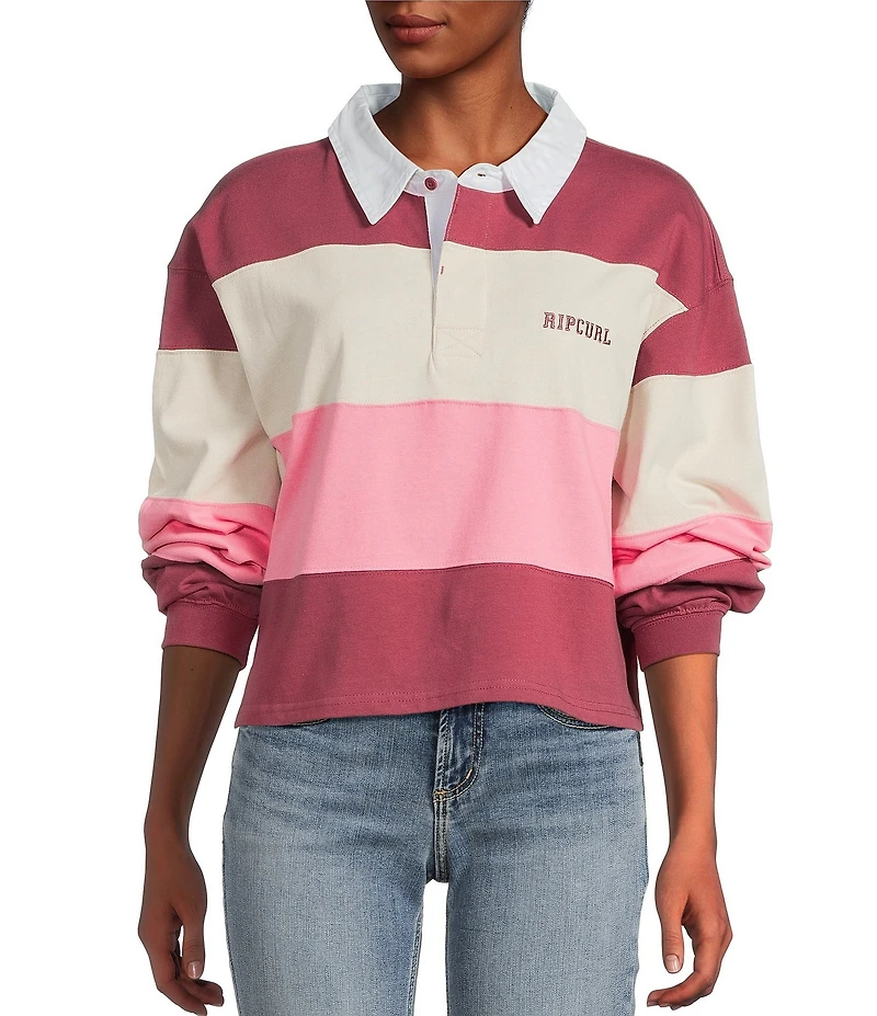 Rip Curl Keepsakes Long Sleeve Striped Rugby Shirt