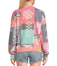 Rip Curl Keepsakes Mixed Media Patchwork Printed Long Sleeve Fleece Sweatshirt