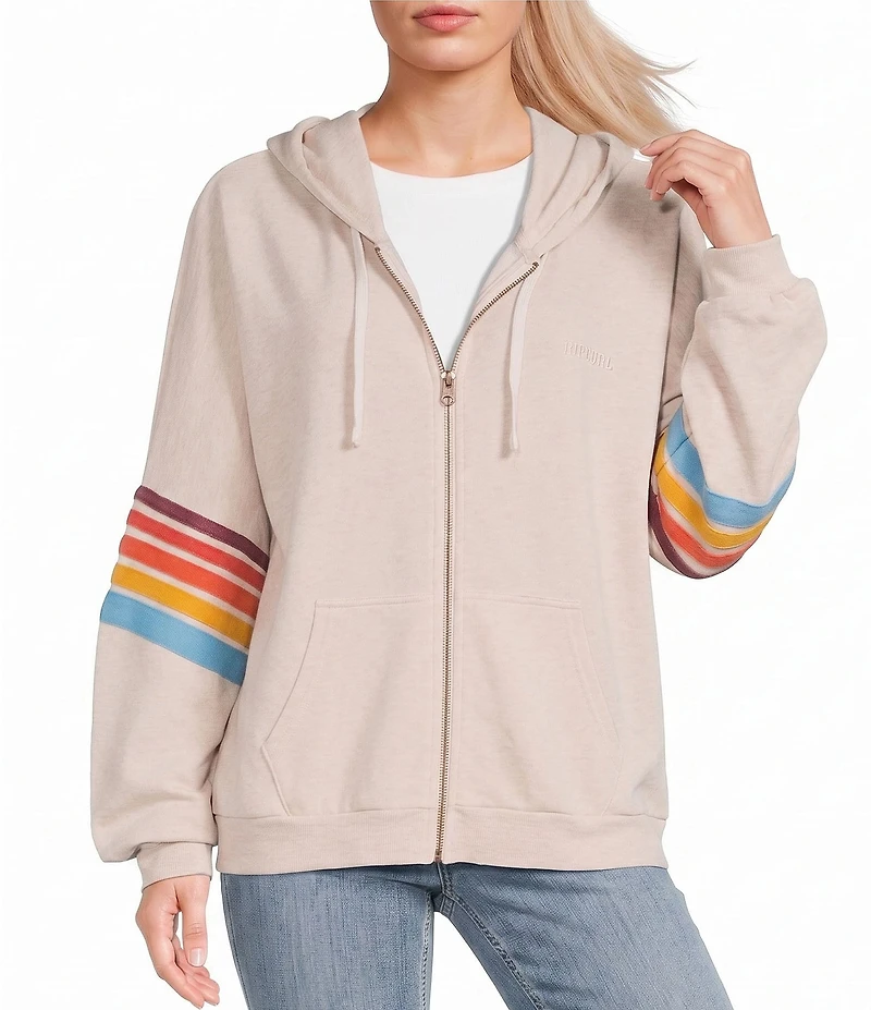 Rip Curl Long Sleeve Surf Revival Relaxed Zip Thru Hoodie