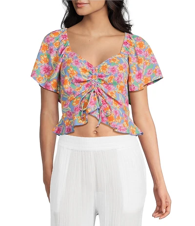Rip Curl Malibu Cove Short Sleeve Floral Printed Peasant Top