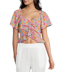 Rip Curl Malibu Cove Short Sleeve Floral Printed Peasant Top