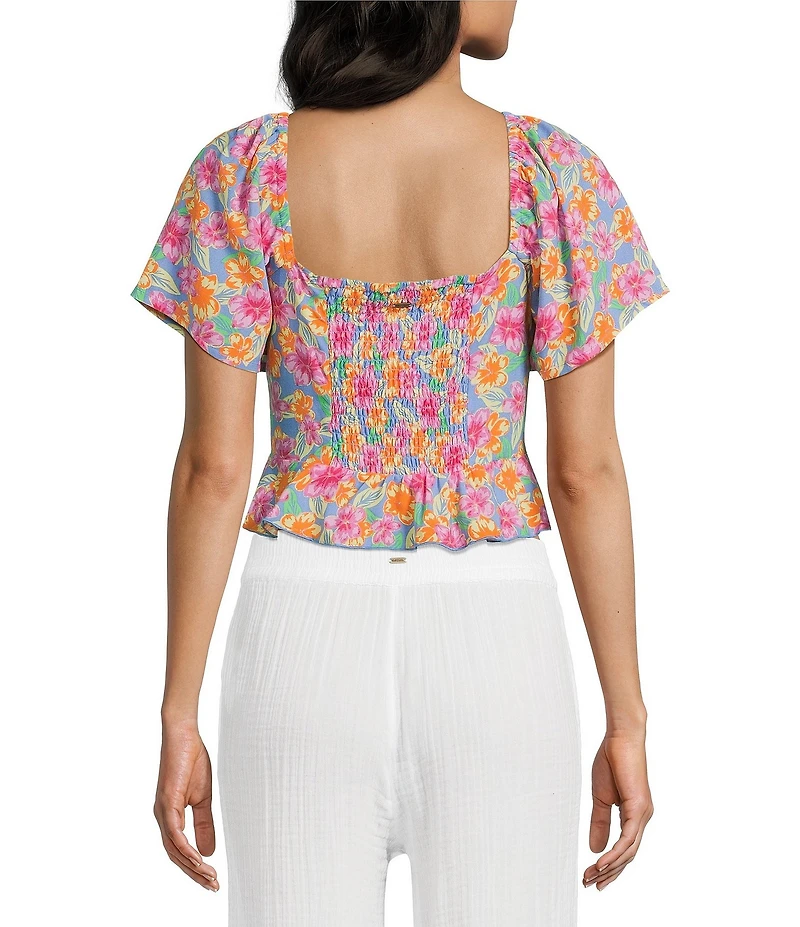 Rip Curl Malibu Cove Short Sleeve Floral Printed Peasant Top