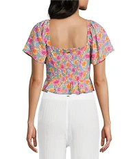Rip Curl Malibu Cove Short Sleeve Floral Printed Peasant Top