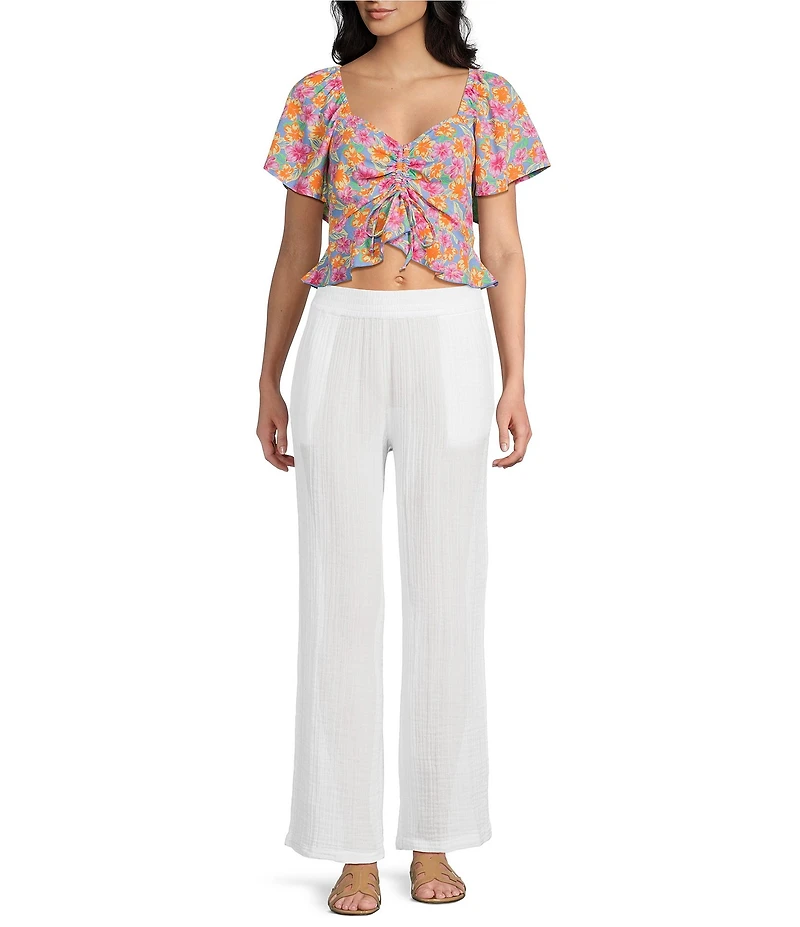 Rip Curl Malibu Cove Short Sleeve Floral Printed Peasant Top