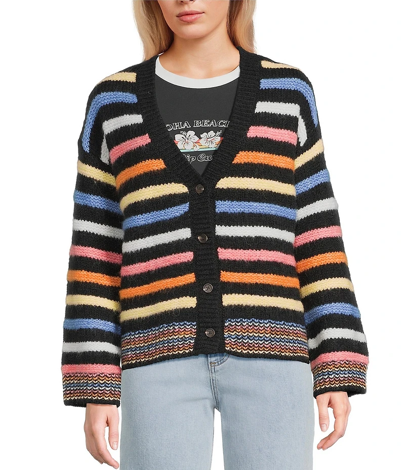 Rip Curl Pacific Rider Striped Long Sleeve Wool Blend Cardigan
