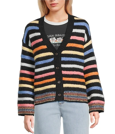 Rip Curl Pacific Rider Striped Long Sleeve Wool Blend Cardigan