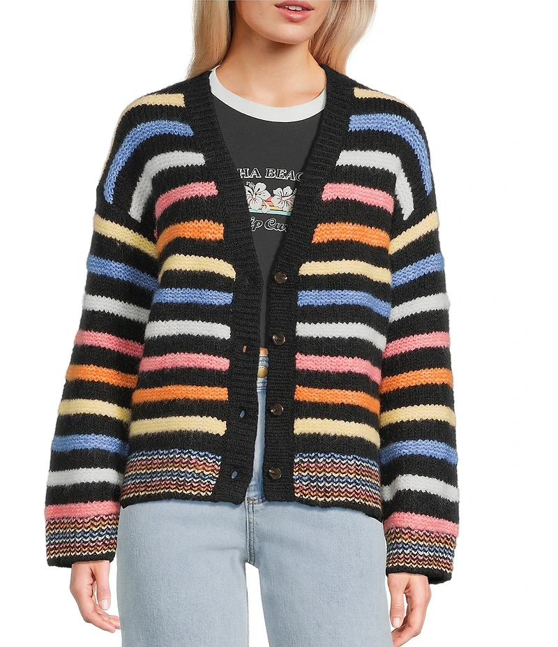 Rip Curl Pacific Rider Striped Long Sleeve Wool Blend Cardigan