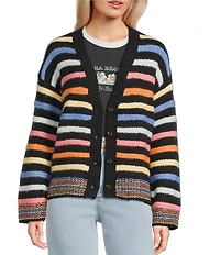 Rip Curl Pacific Rider Striped Long Sleeve Wool Blend Cardigan
