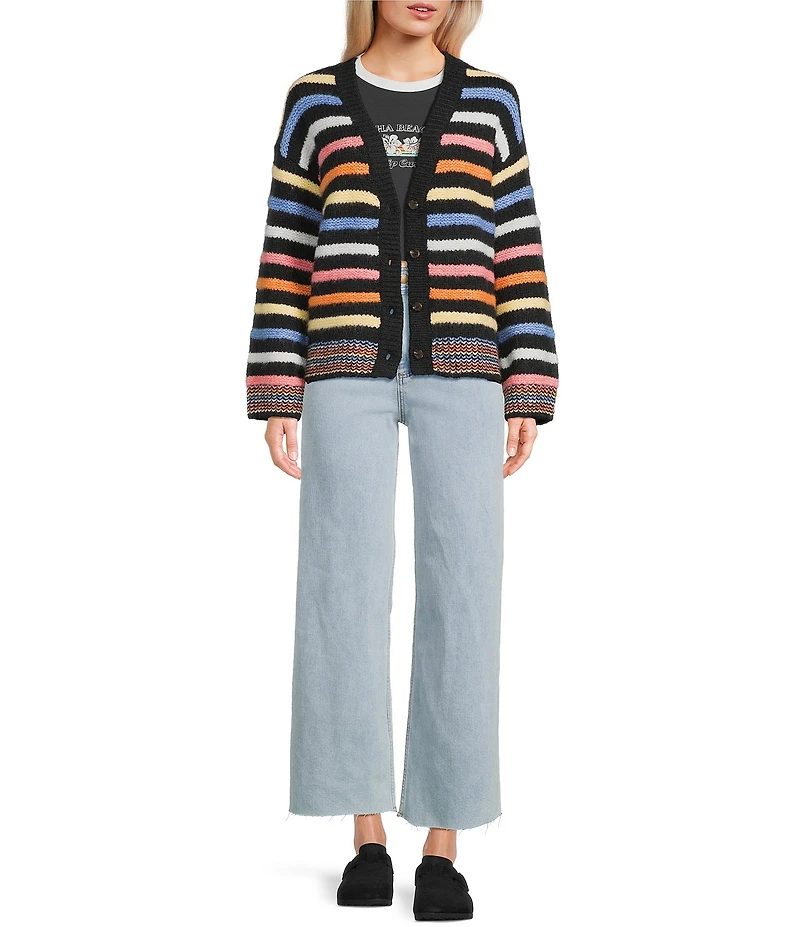 Rip Curl Pacific Rider Striped Long Sleeve Wool Blend Cardigan