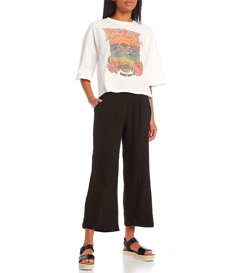 Rip Curl Premium Surf Beach High Rise Wide Leg Gauze Weave Coordinating Pants