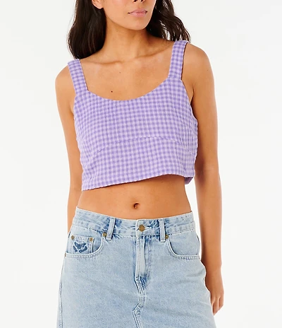 Rip Curl Premium Surf Checked Cropped Tank Top