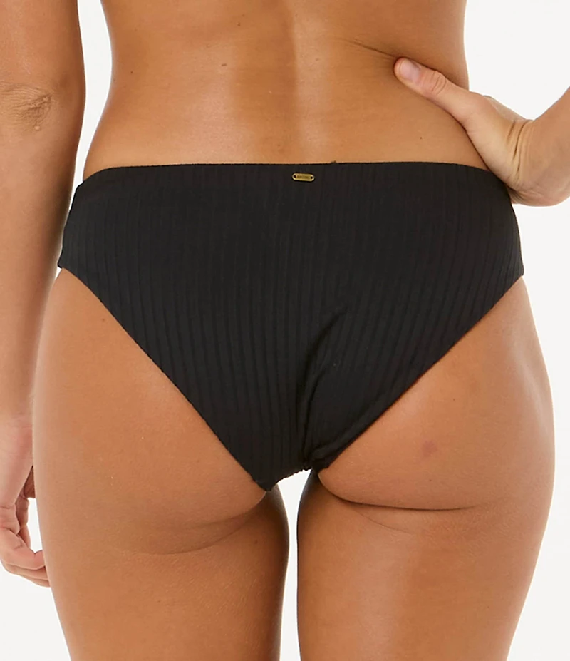Rip Curl Premium Surf Solid Ribbed Scoop Waist Hipster Swim Bottom