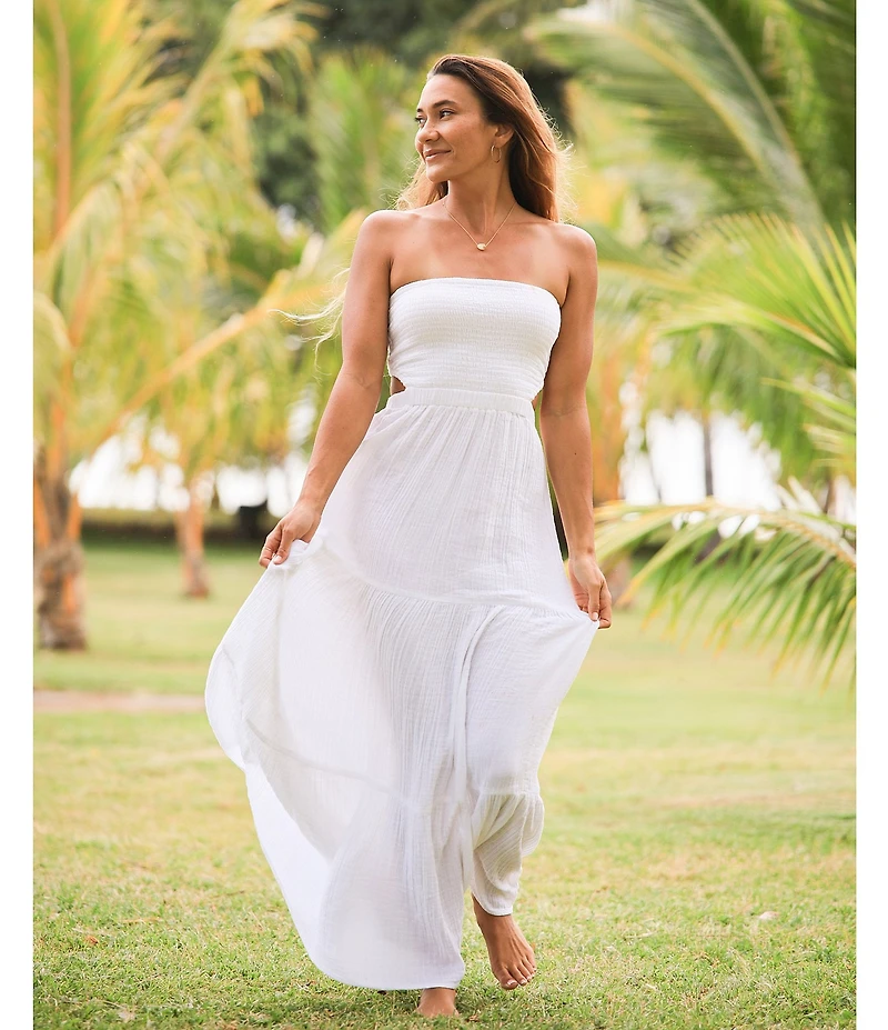 Rip Curl Premium Surf Strapless Open Cut Out Back Maxi Dress