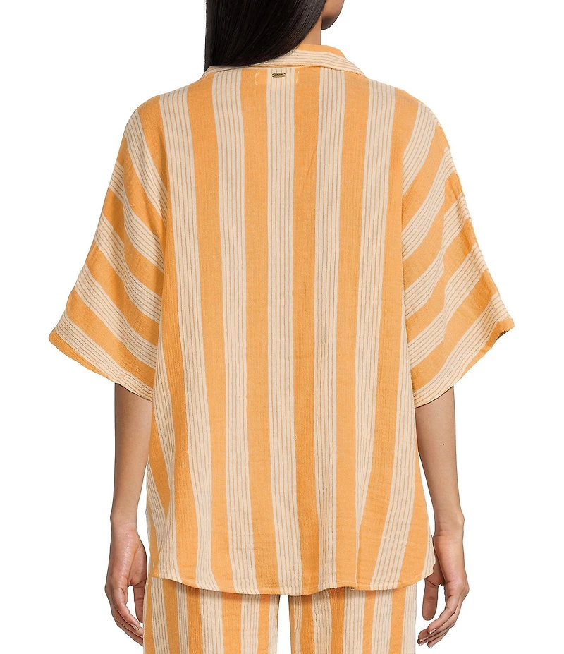 Rip Curl Premium Surf Striped Short Sleeve Button Front Coordinating Shirt