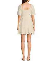 Rip Curl San Carlos La Joya Short Sleeve Linen Blend Babydoll Mini Dress