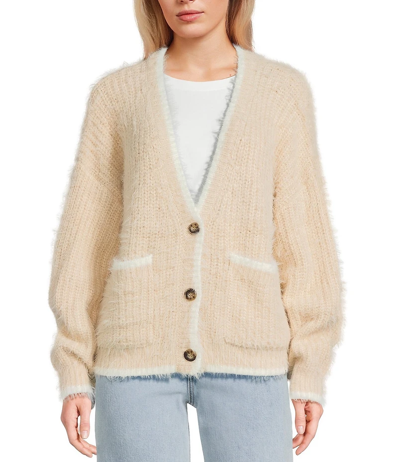 Rip Curl Shore Break Long Sleeve Yarn-Dyed-Stripe Wool-Blend Cardigan