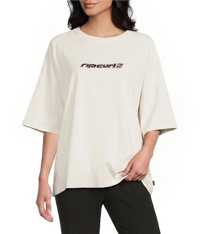 Rip Curl Short Sleeve Sunset Beach Raglan Boxy T-Shirt