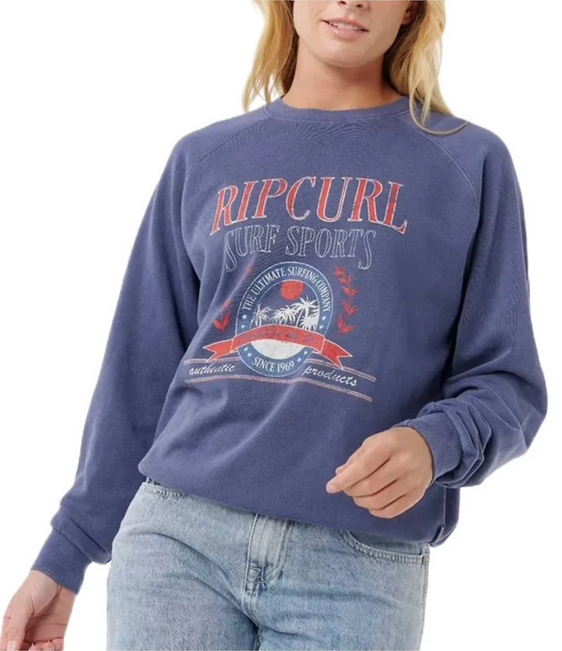 Rip Curl Surf Dept. Raglan Sleeve Relaxed Fit Terry Cloth Sweatshirt