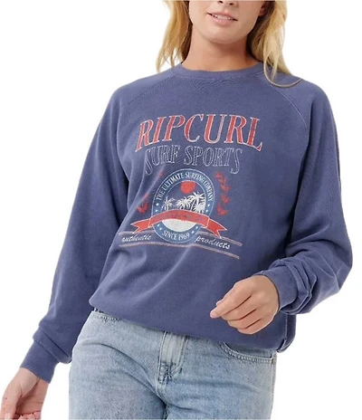 Rip Curl Surf Dept. Raglan Sleeve Relaxed Fit Terry Cloth Sweatshirt