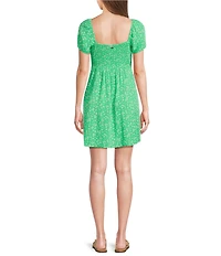 Rip Curl Surf Side Short Sleeve Yardage Print Empire Waist Dress