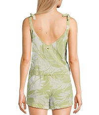 Rip Curl Vadella Tropical Palm Print Tie Straps Coordinating Cropped Tank Top