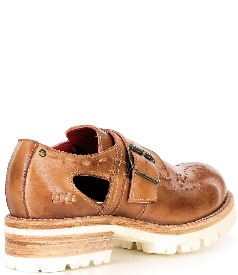 Bed Stu Dagny Perforated Leather Block Heel Oxfords