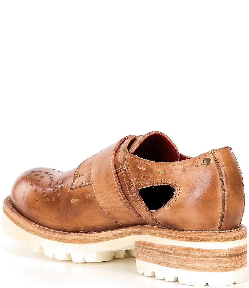 Bed Stu Dagny Perforated Leather Block Heel Oxfords