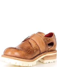 Bed Stu Dagny Perforated Leather Block Heel Oxfords