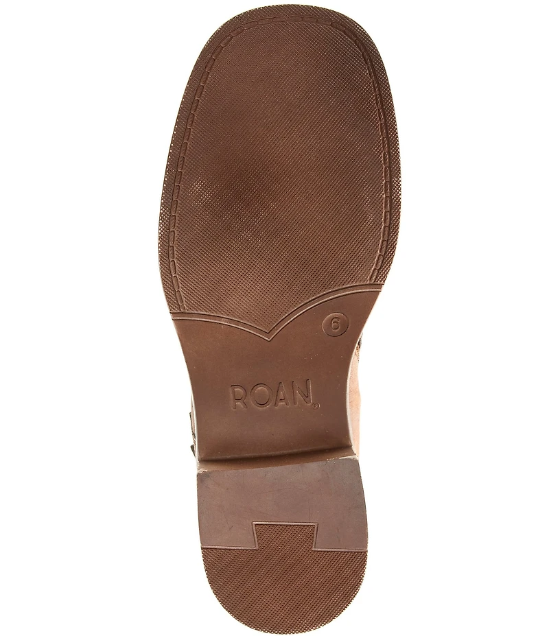 Roan Iceberg Distressed Leather Buckle Hardware Mid Calf Moto Boots