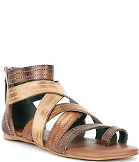 Roan Royalty Tri-Tone Leather Strappy Gladiator Sandals